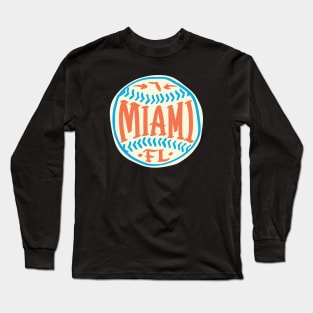 Miami Florida Hand Drawn Typography Baseball T-Shirt Long Sleeve T-Shirt